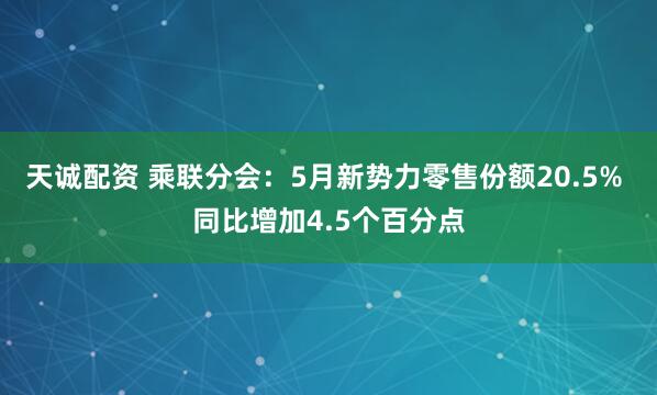 天诚配资 乘联分会：5月新势力零售份额20.5% 同比增加4.5个百分点