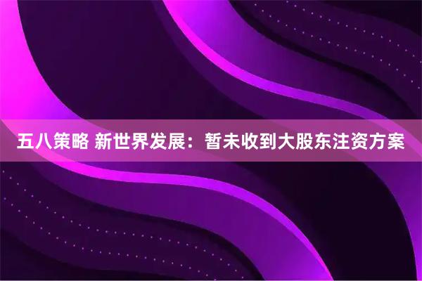 五八策略 新世界发展：暂未收到大股东注资方案
